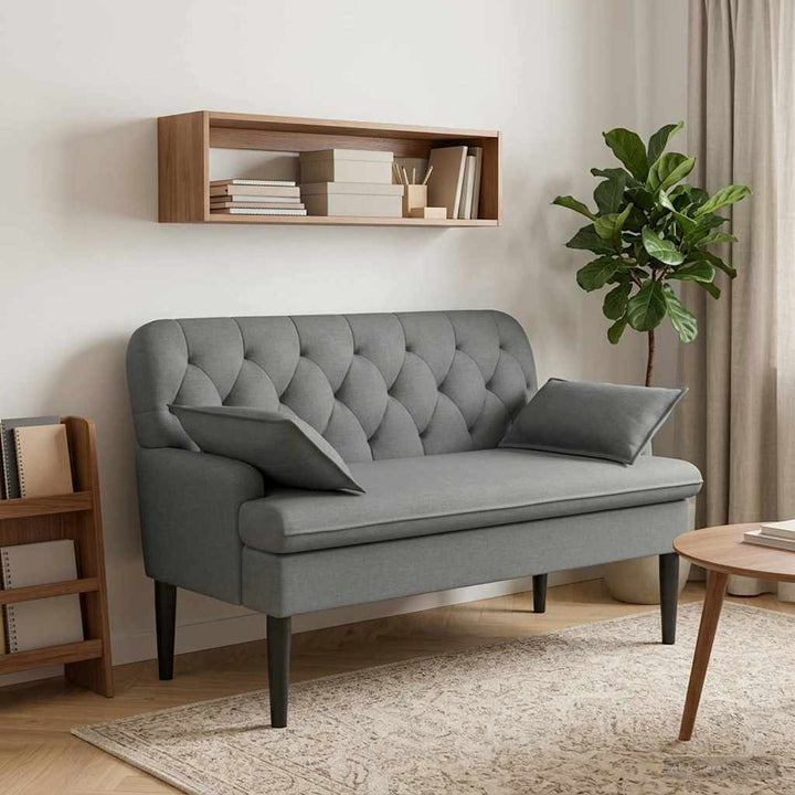 Lænestol med knap tufting Mørkegrå 111 x 68 x 80 cm Stof