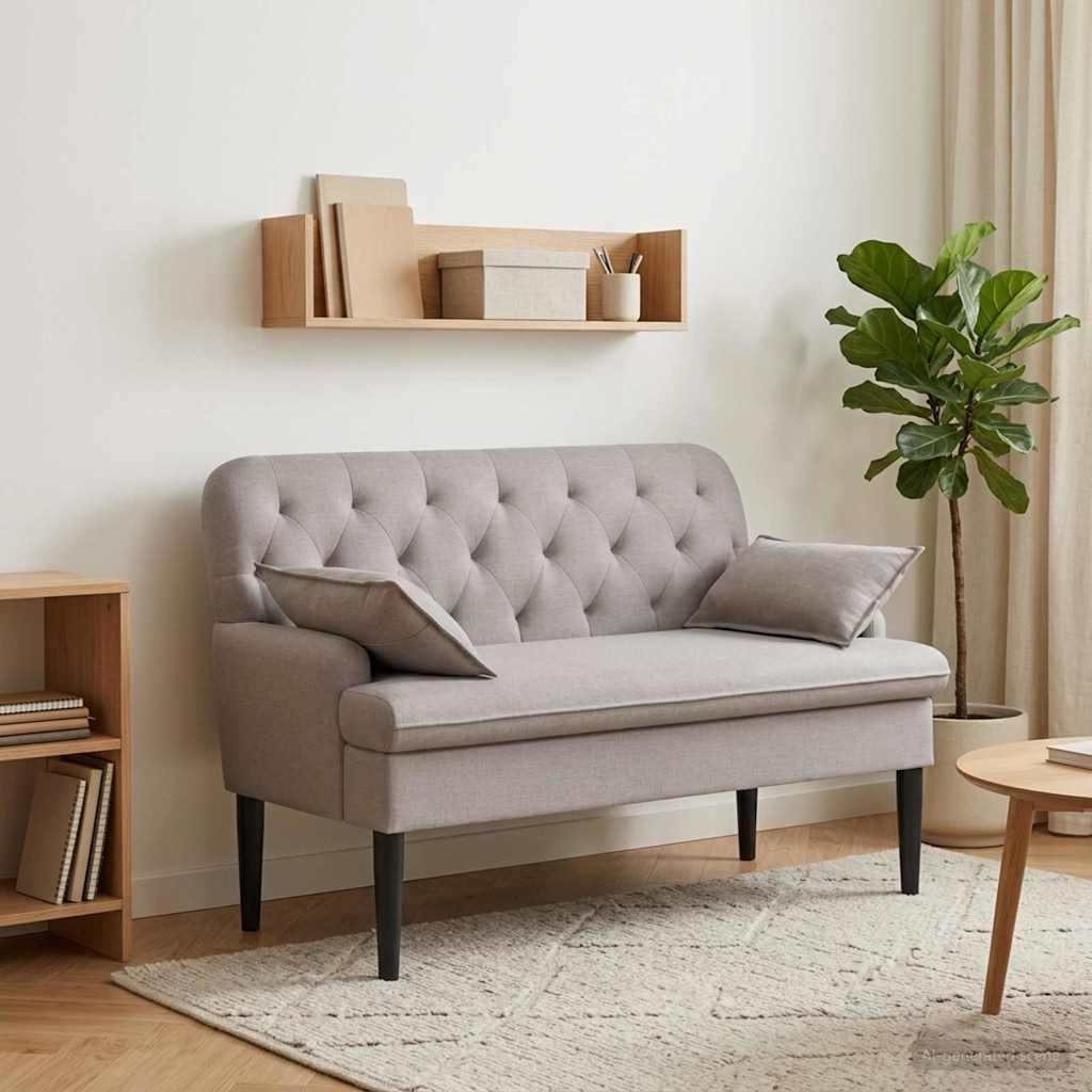 Lænestol med knap tufting Gråbrun 111 x 68 x 80 cm Stof