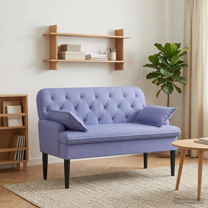 Lænestol med knap tufting Jeans blå 111 x 68 x 80 cm Stof