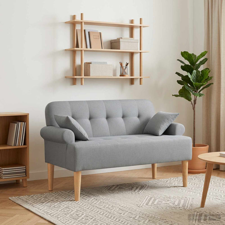 Lænestol med knap tufting Lysegrå 120 x 65 x 79 cm Stof
