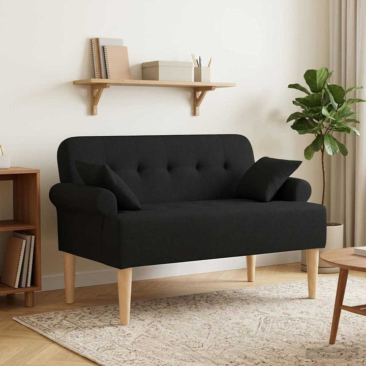 Lænestol med knap tufting Sort 120 x 65 x 79 cm Stof
