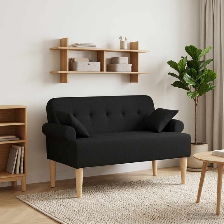 Lænestol med knap tufting Sort 120 x 65 x 79 cm Stof