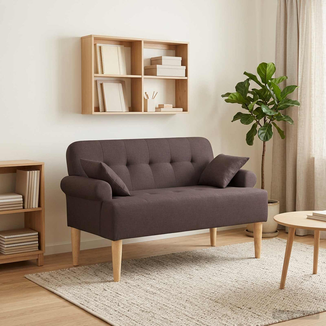 Lænestol med knap tufting Mørk Brun 120 x 65 x 79 cm Stof