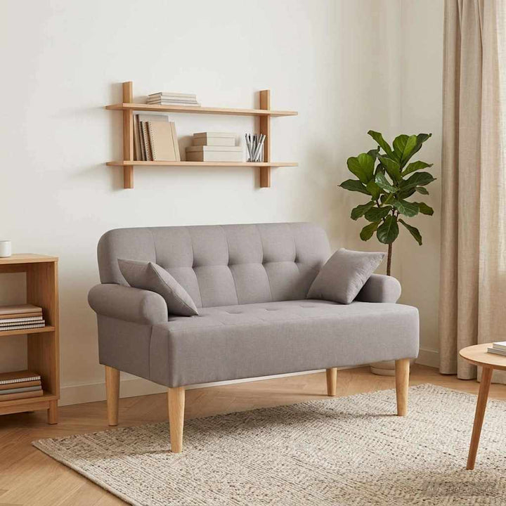 Lænestol med knap tufting Gråbrun 120 x 65 x 79 cm Stof