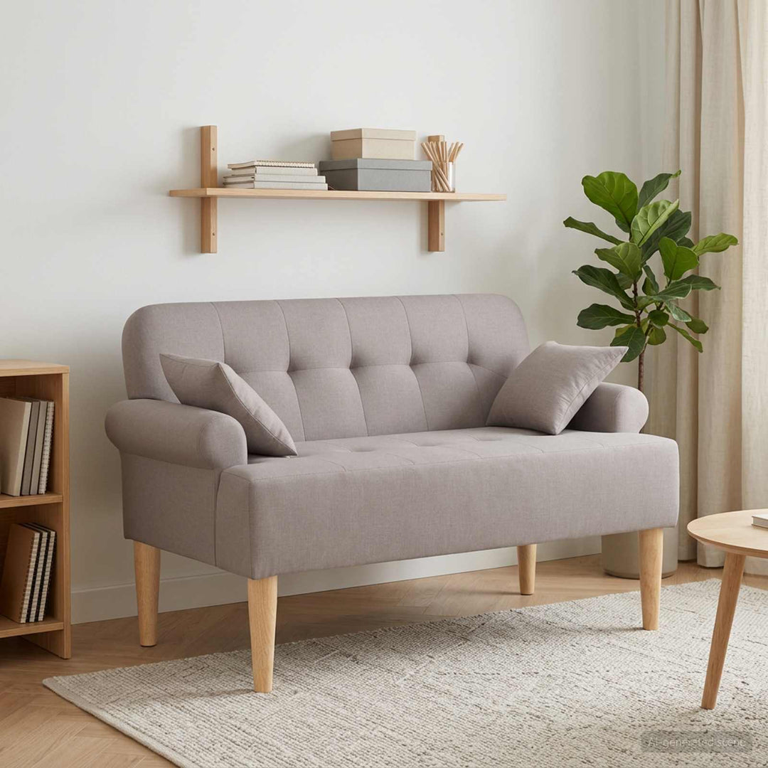 Lænestol med knap tufting Gråbrun 120 x 65 x 79 cm Stof