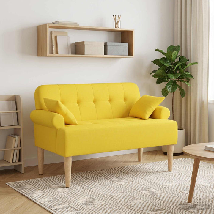 Lænestol med knap tufting Lys Gul 120 x 65 x 79 cm Stof