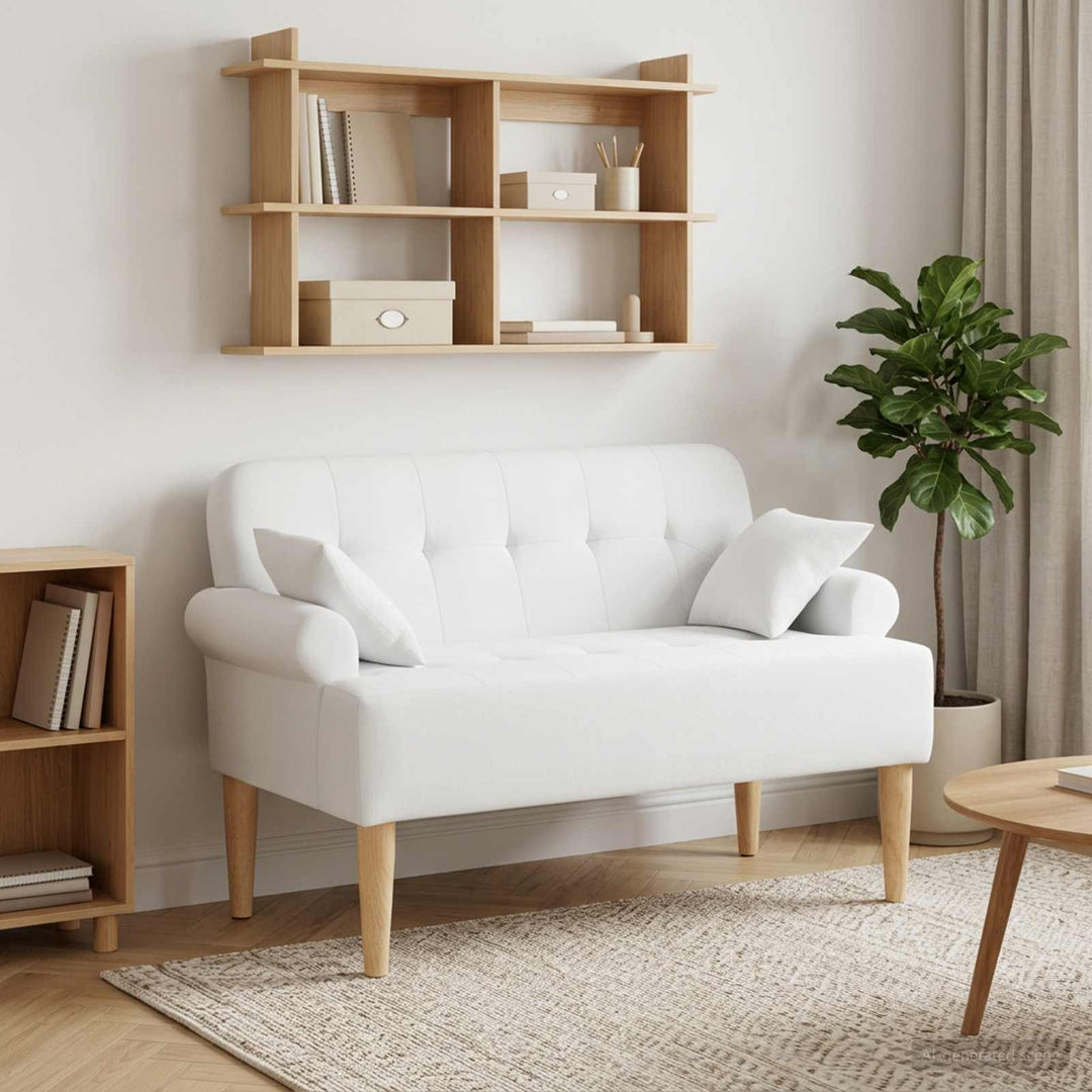 Lænestol med knap tufting Hvid 120 x 65 x 79 cm Stof