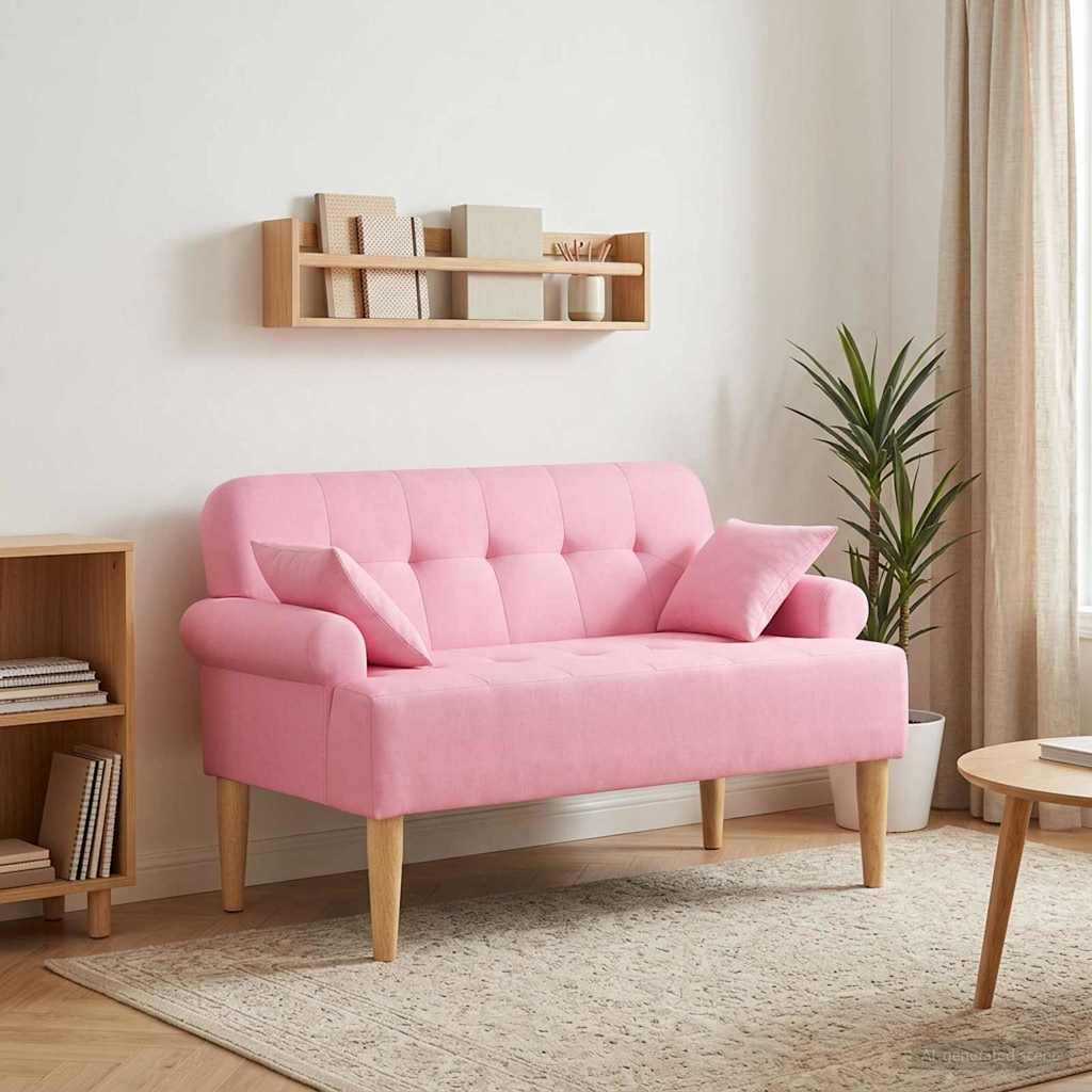 Lænestol med knap tufting Lyserød 120 x 65 x 79 cm Stof