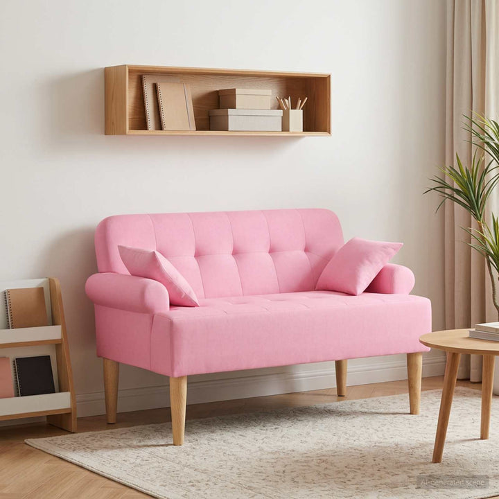 Lænestol med knap tufting Lyserød 120 x 65 x 79 cm Stof