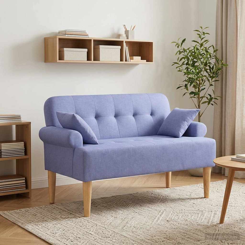 Lænestol med knap tufting Jeans blå 120 x 65 x 79 cm Stof