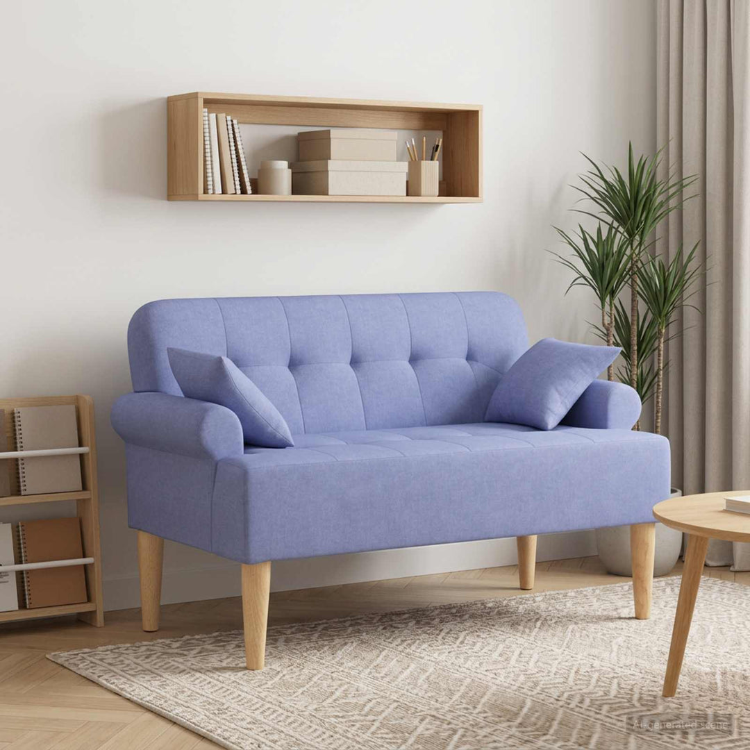 Lænestol med knap tufting Jeans blå 120 x 65 x 79 cm Stof