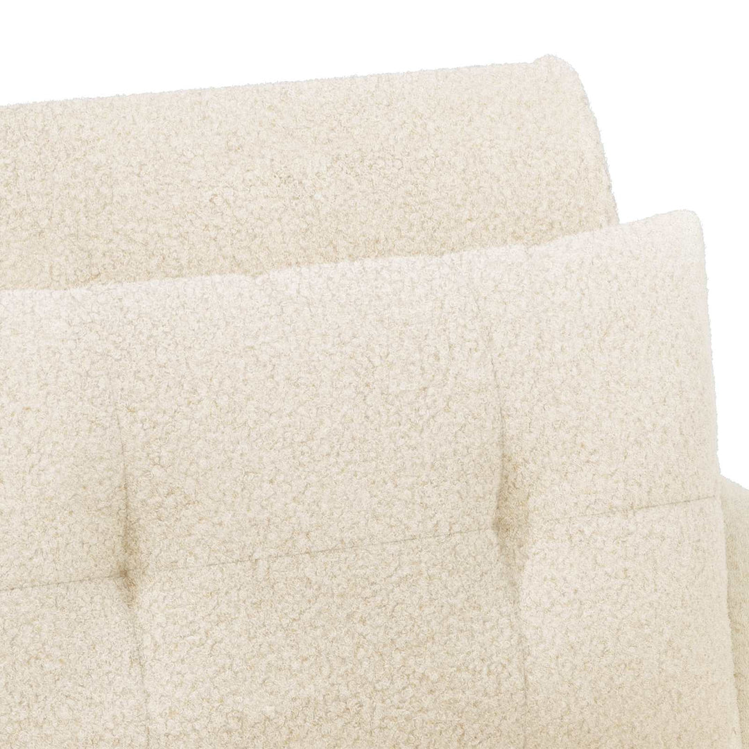 Lænestol med knap tufting Cremefarvet 117 x 67 x 77 cm Bouclé