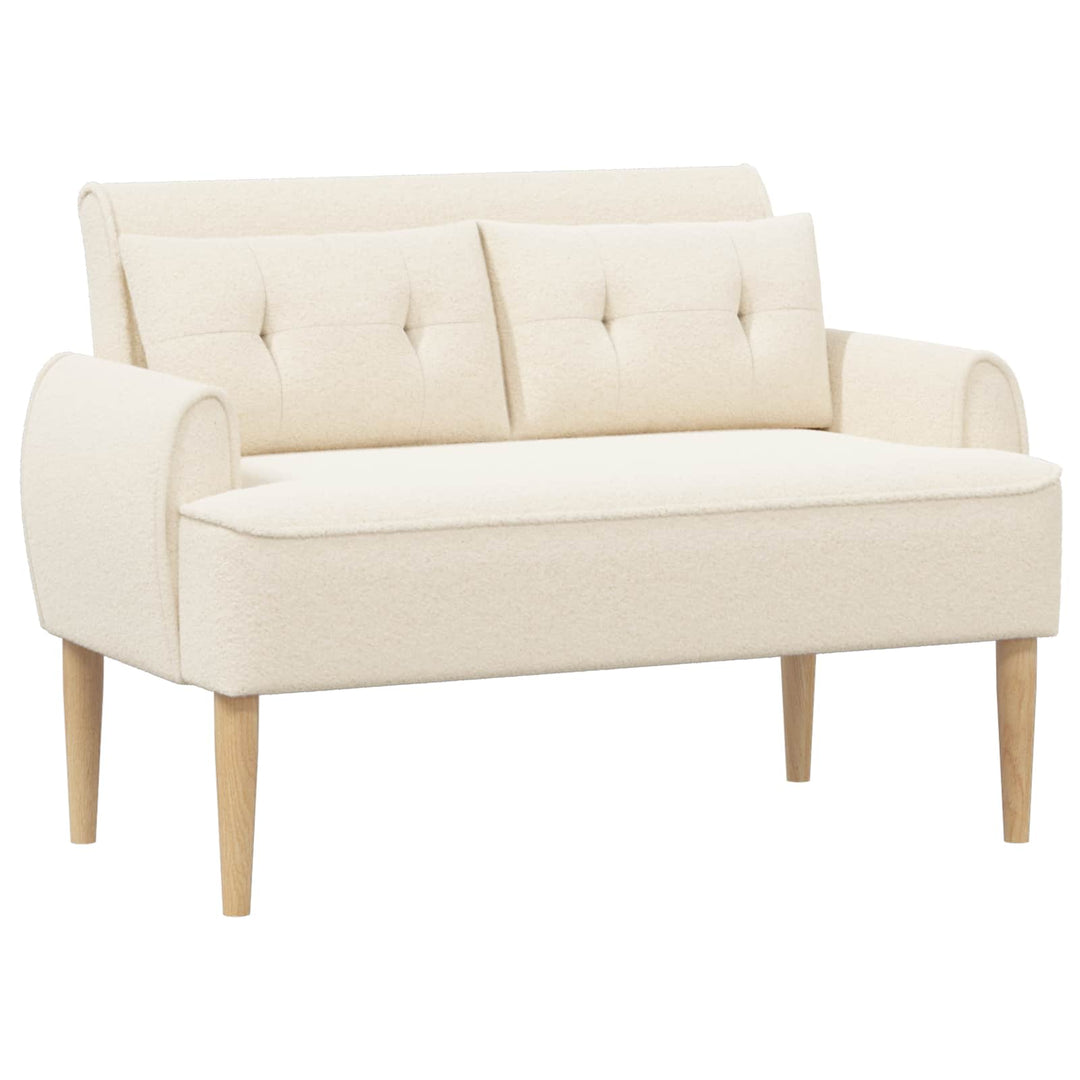 Lænestol med knap tufting Cremefarvet 117 x 67 x 77 cm Bouclé