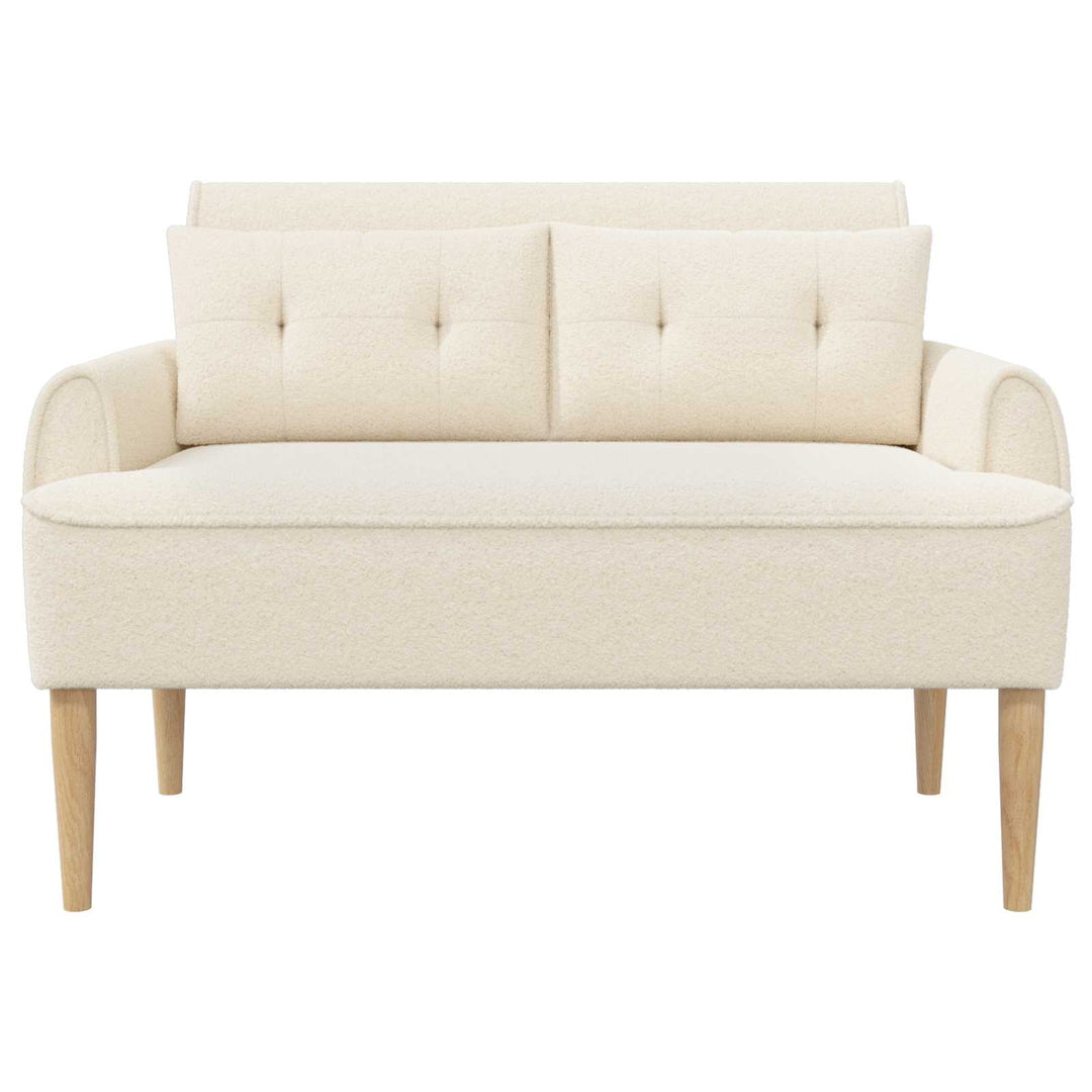 Lænestol med knap tufting Cremefarvet 117 x 67 x 77 cm Bouclé