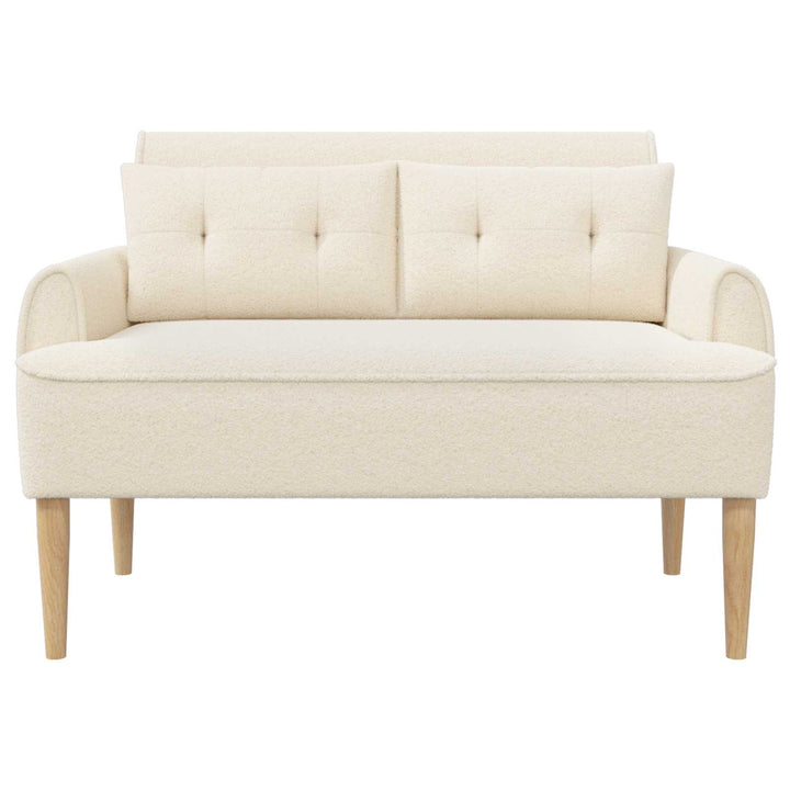 Lænestol med knap tufting Cremefarvet 117 x 67 x 77 cm Bouclé