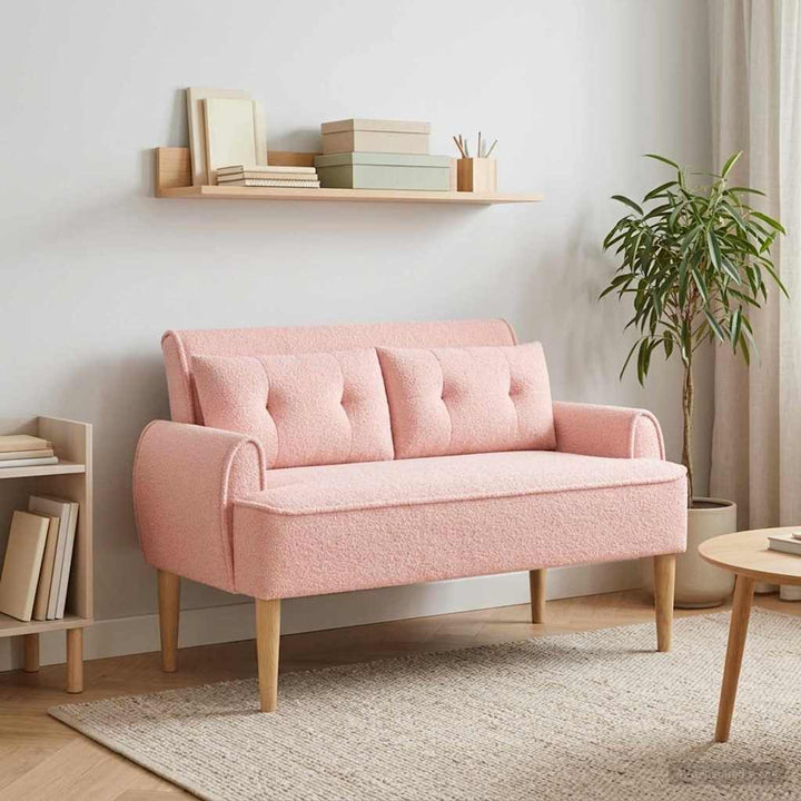 Lænestol med knap tufting Lyserød 117 x 67 x 77 cm Bouclé