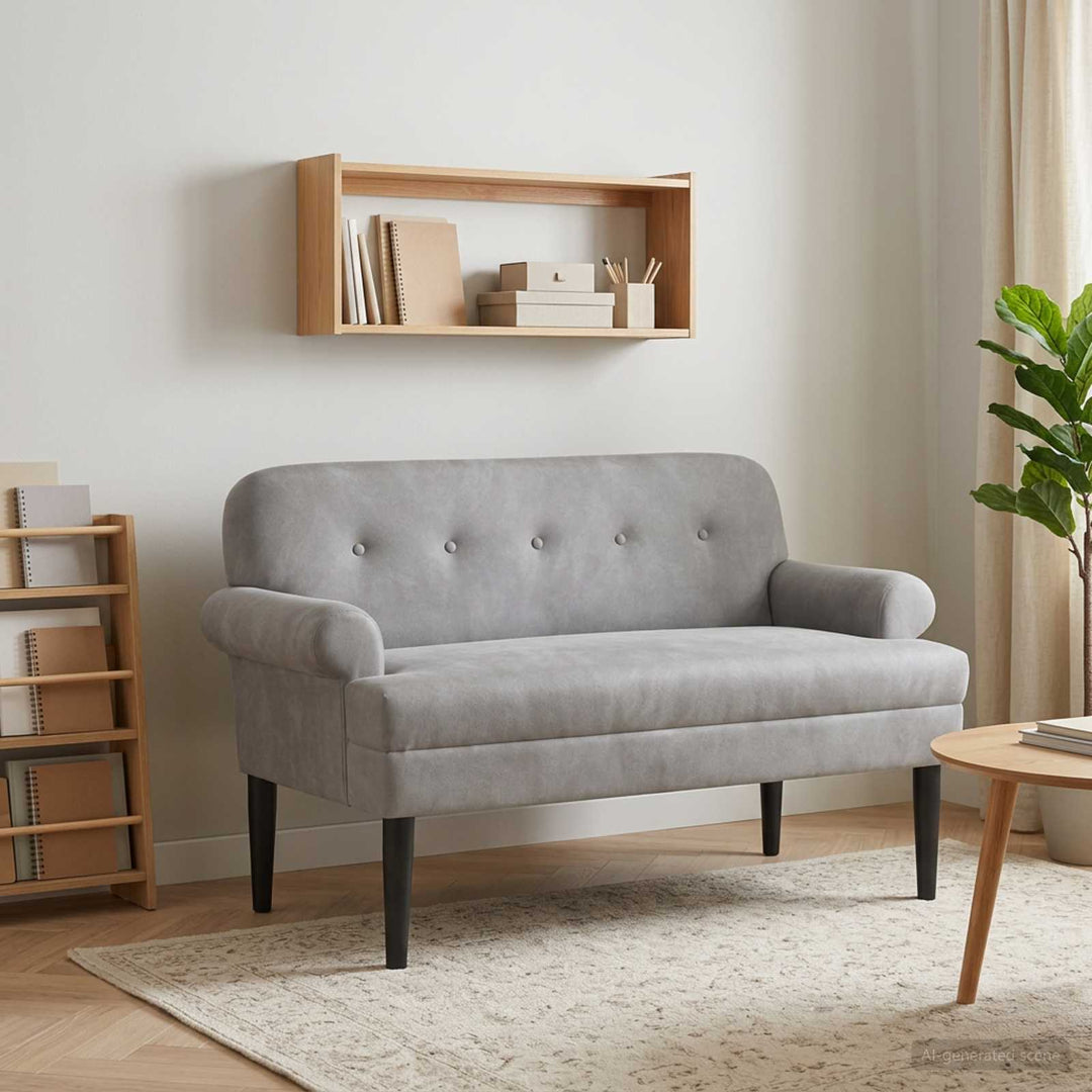 Lænestol med knap tufting Lysegrå 120 x 66 x 78 cm Fløjl