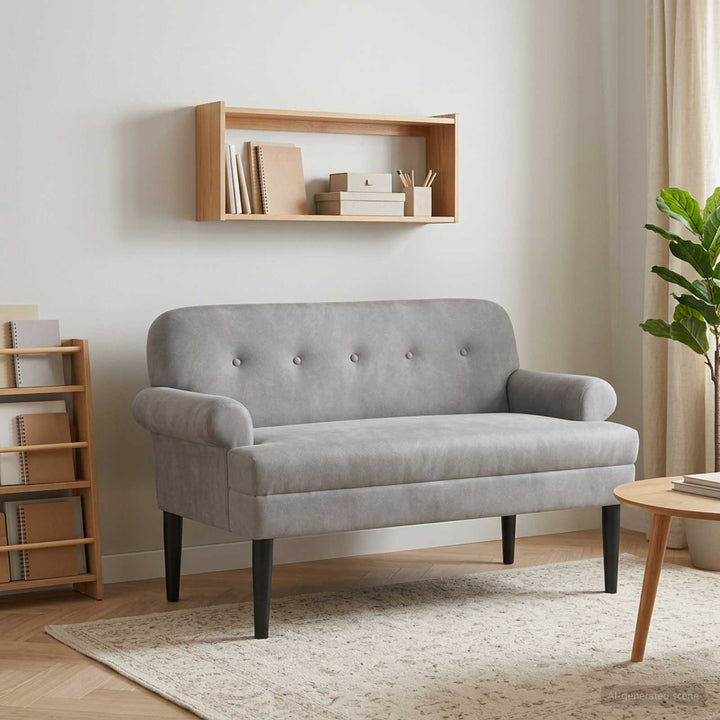Lænestol med knap tufting Lysegrå 120 x 66 x 78 cm Fløjl
