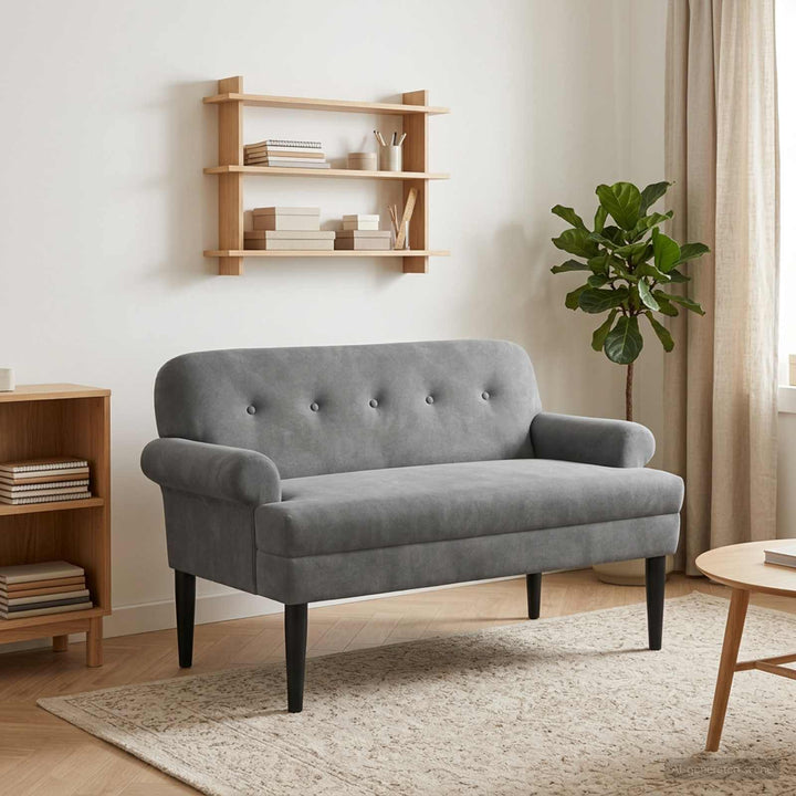 Lænestol med knap tufting Mørkegrå 120 x 66 x 78 cm Fløjl