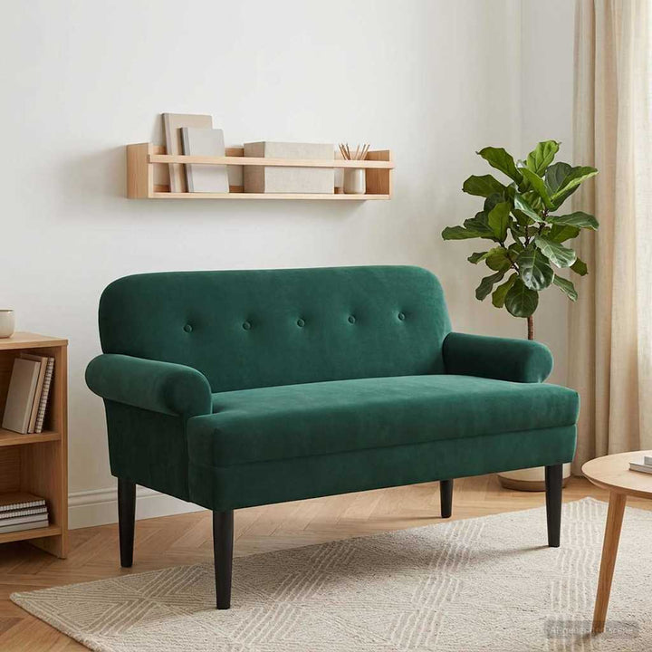 Lænestol med knap tufting Mørkegrøn 120 x 66 x 78 cm Fløjl