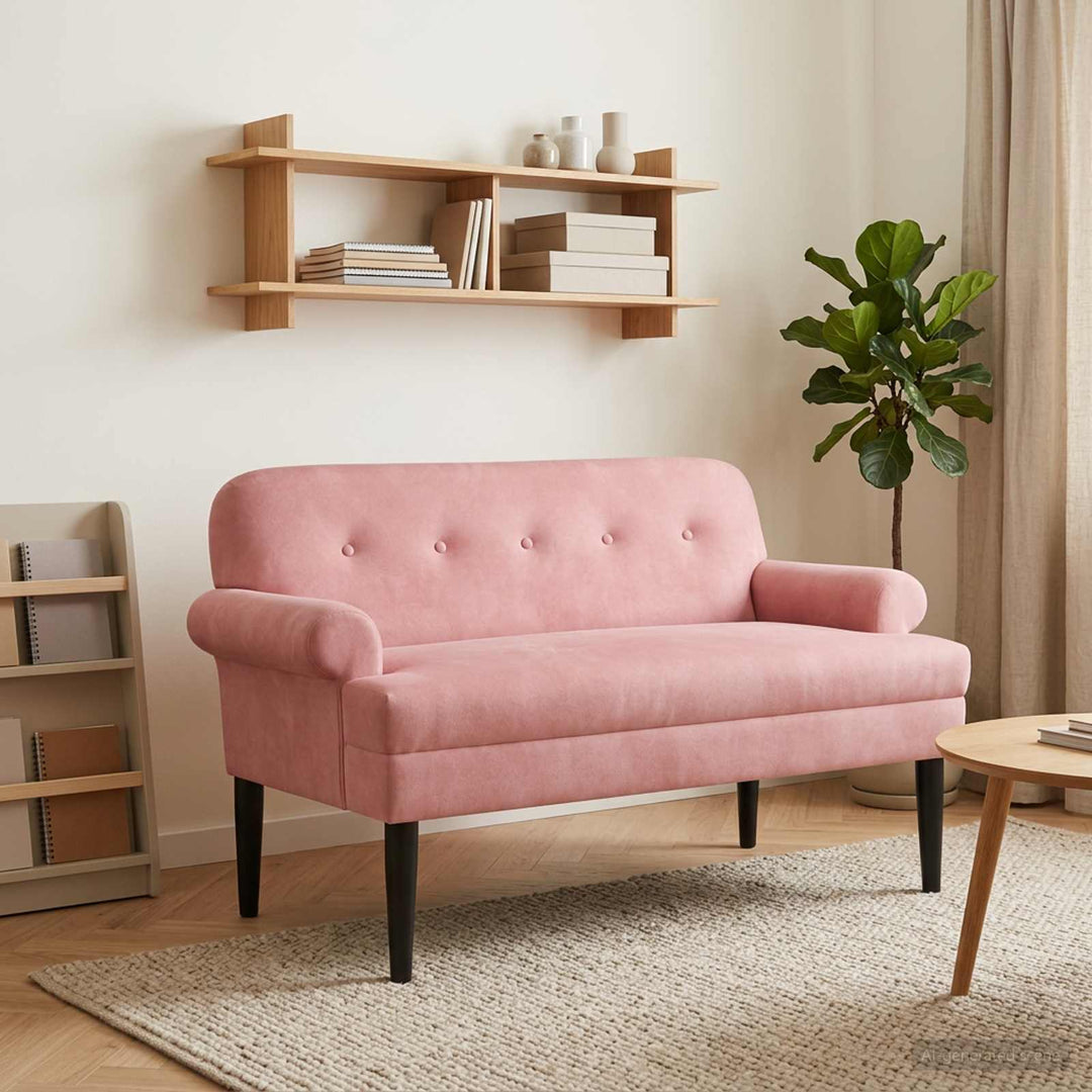 Lænestol med knap tufting Lyserød 120 x 66 x 78 cm Fløjl