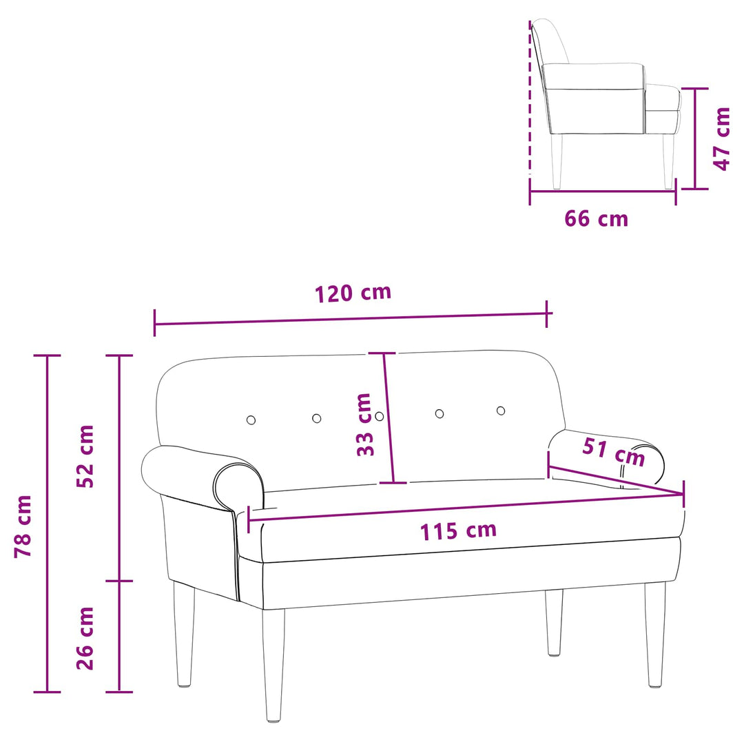 Lænestol med knap tufting Lyserød 120 x 66 x 78 cm Velour (V)