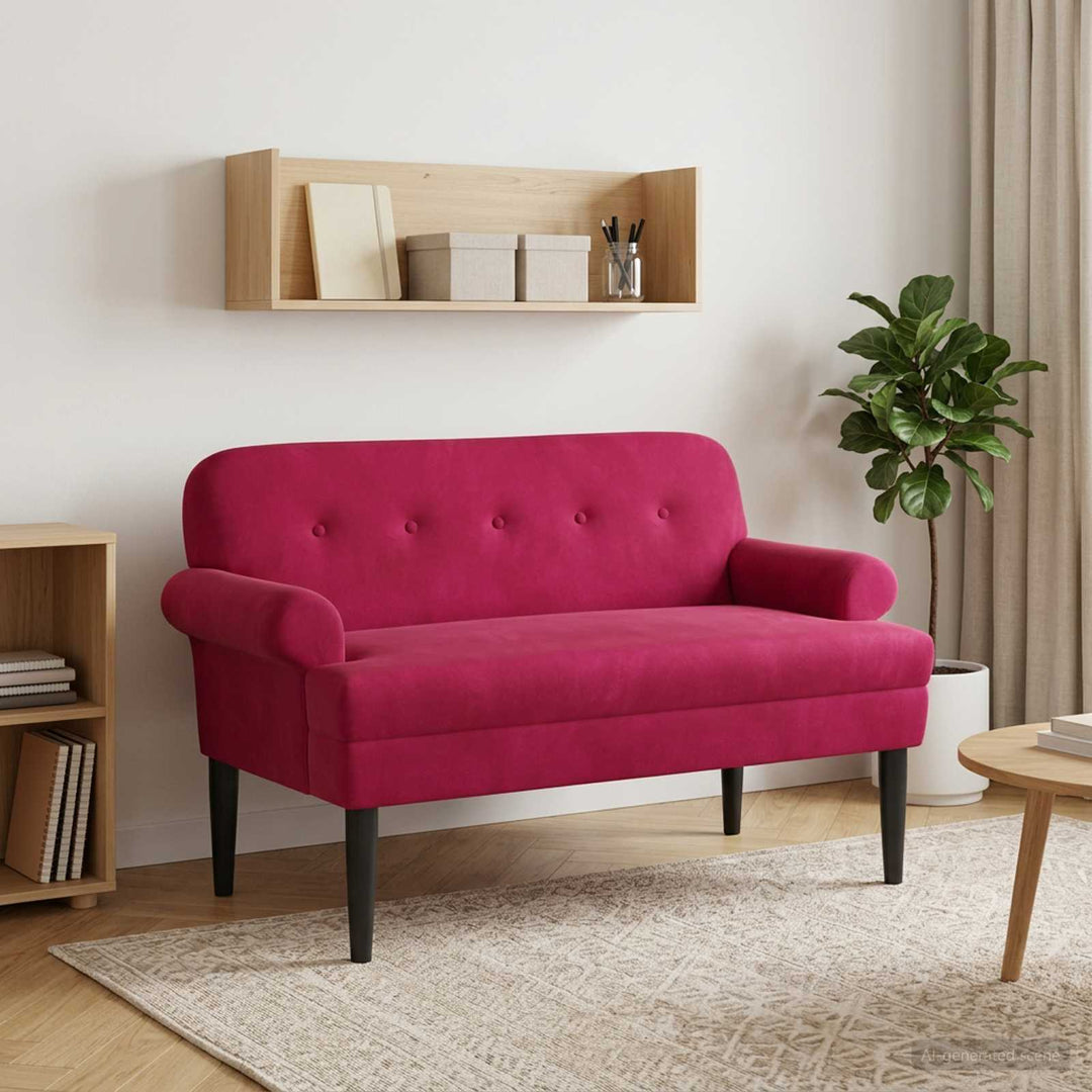 Lænestol med knap tufting Vinrød 120 x 66 x 78 cm Fløjl