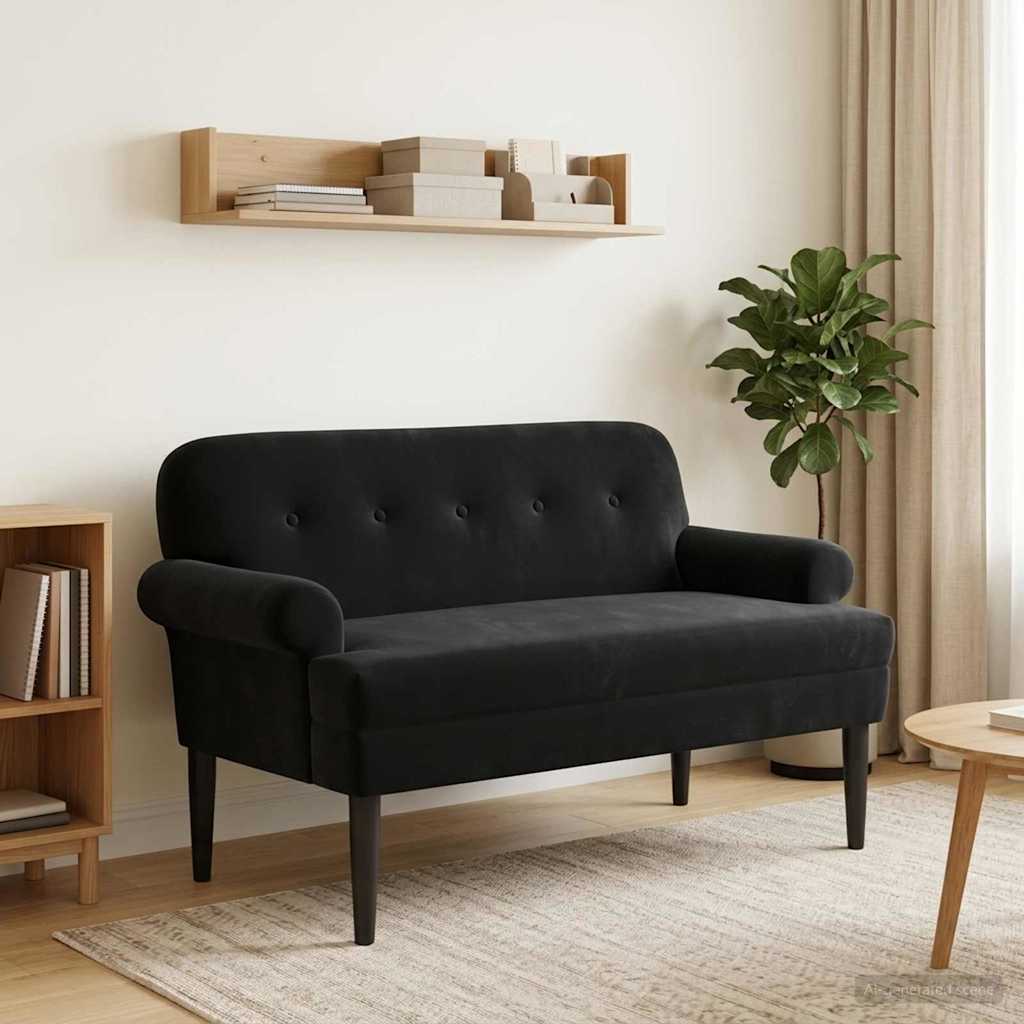 Lænestol med knap tufting Sort 120 x 66 x 78 cm Velour (V)