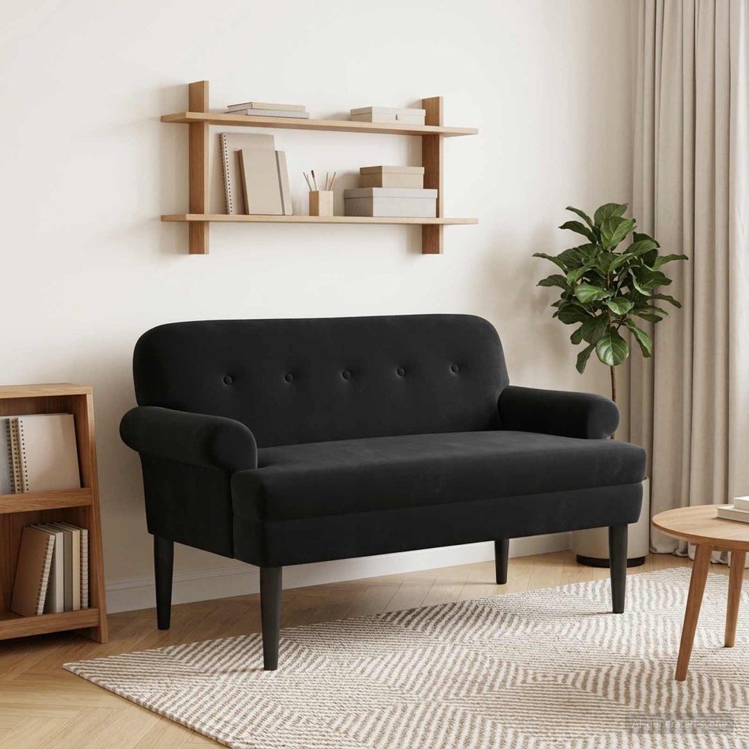 Lænestol med knap tufting Sort 120 x 66 x 78 cm Fløjl