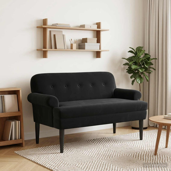 Lænestol med knap tufting Sort 120 x 66 x 78 cm Fløjl