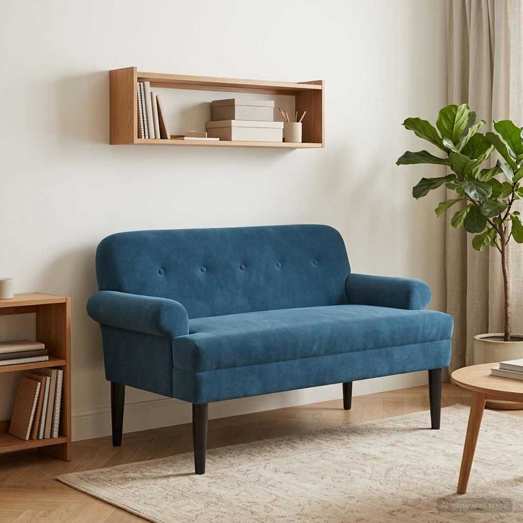 Lænestol med knap tufting Blå 120 x 66 x 78 cm Fløjl