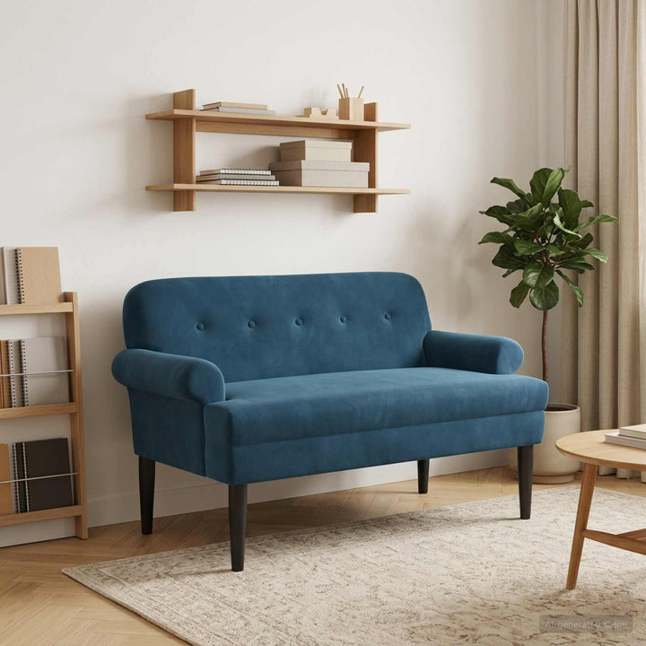 Lænestol med knap tufting Blå 120 x 66 x 78 cm Fløjl