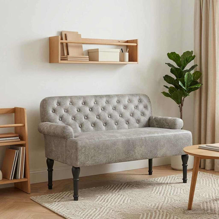 Lænestol med knap tufting Lysegrå 120 x 65 x 78 cm
