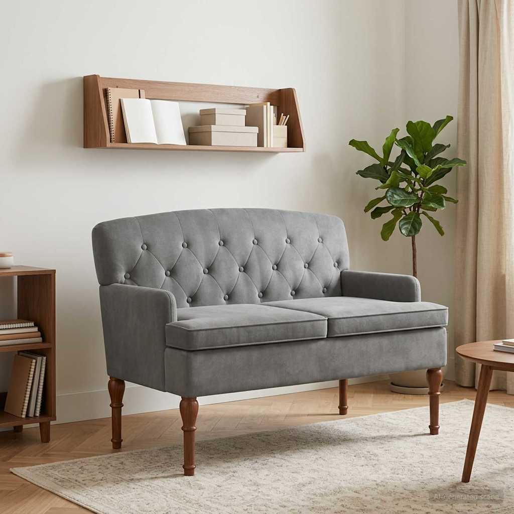Lænestol med knap tufting Mørkegrå 111 x 65 x 79 cm Fløjl