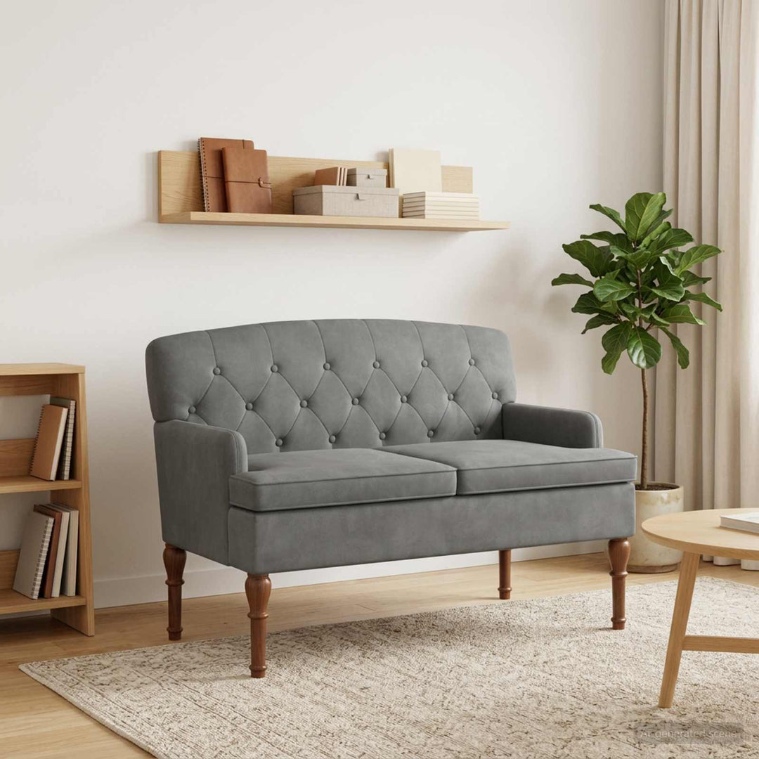 Lænestol med knap tufting Mørkegrå 111 x 65 x 79 cm Fløjl