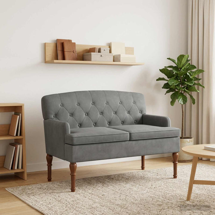 Lænestol med knap tufting Mørkegrå 111 x 65 x 79 cm Fløjl