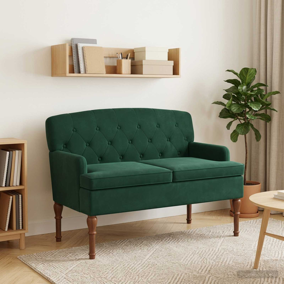 Lænestol med knap tufting Mørkegrøn 111 x 65 x 79 cm Fløjl
