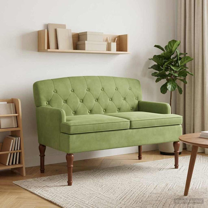 Lænestol med knap tufting Lys grøn 111 x 65 x 79 cm Fløjl