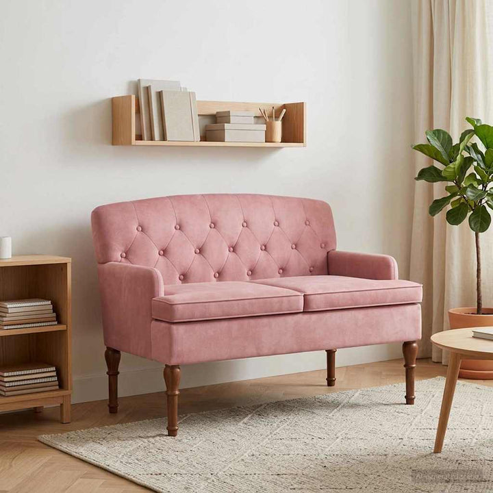 Lænestol med knap tufting Lyserød 111 x 65 x 79 cm Fløjl