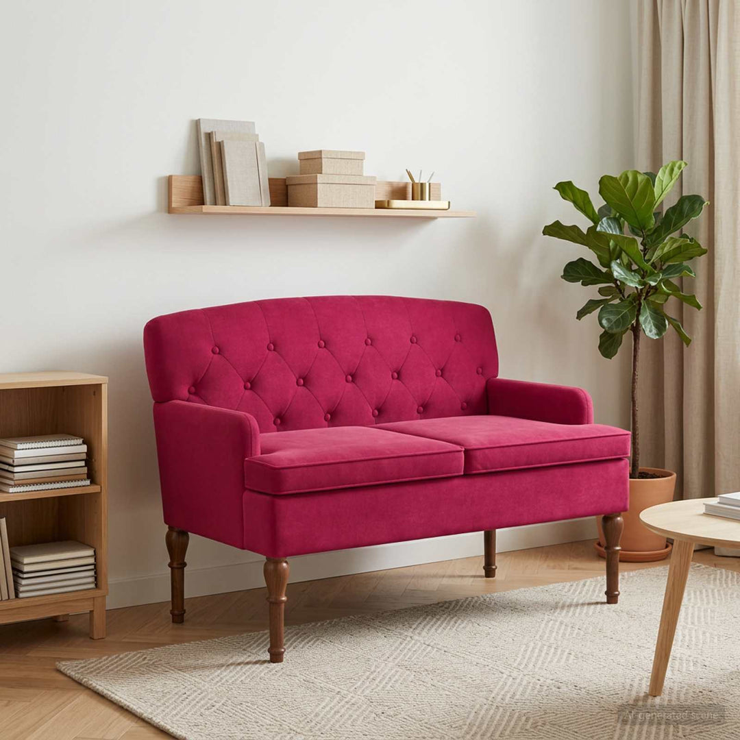 Lænestol med knap tufting Vinrød 111 x 65 x 79 cm Fløjl