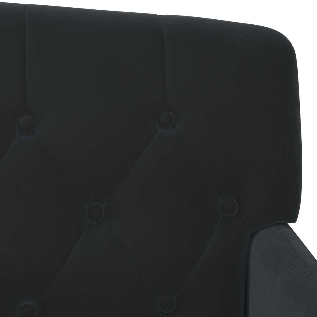 Lænestol med knap tufting Sort 111 x 65 x 79 cm Fløjl