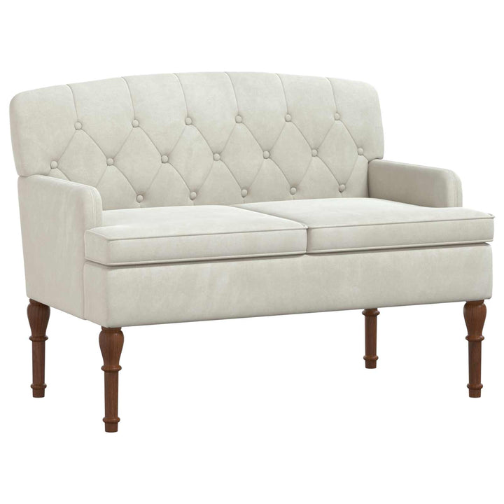 Lænestol med knap tufting Cremefarvet 111 x 65 x 79 cm Fløjl