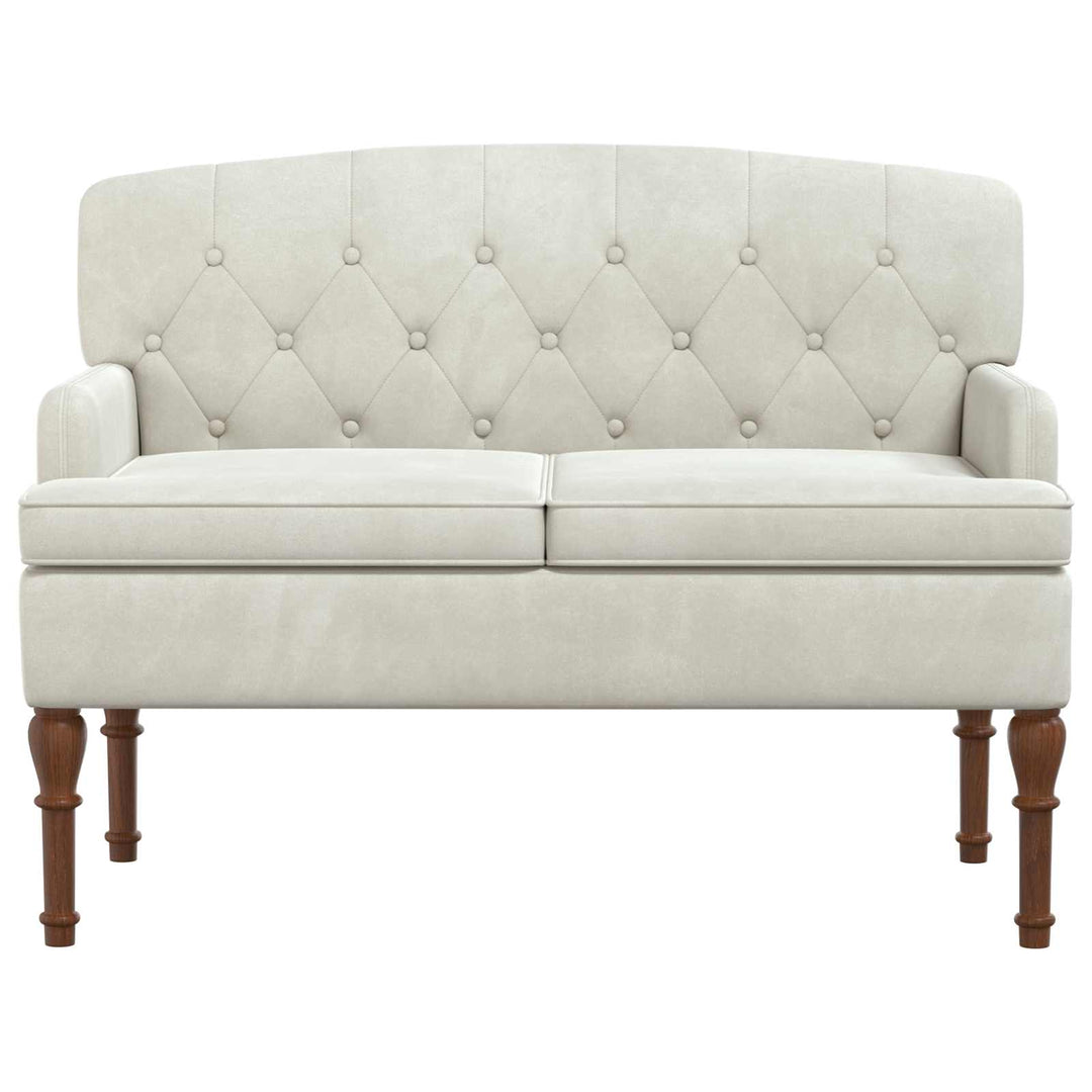 Lænestol med knap tufting Cremefarvet 111 x 65 x 79 cm Fløjl