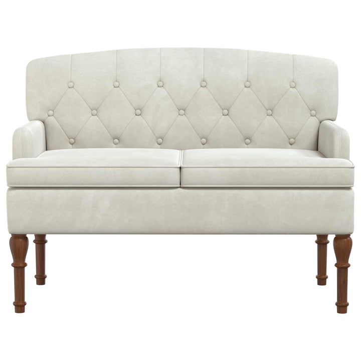 Lænestol med knap tufting Cremefarvet 111 x 65 x 79 cm Fløjl
