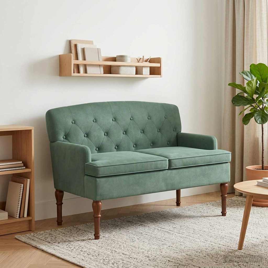 Lænestol med knap tufting Havgrøn 111 x 65 x 79 cm Fløjl