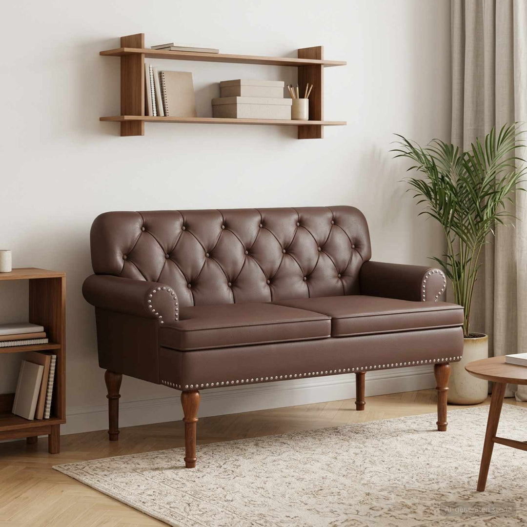 Lænestol med knap tufting Brun 120 x 65 x 77 cm Kunstlæder