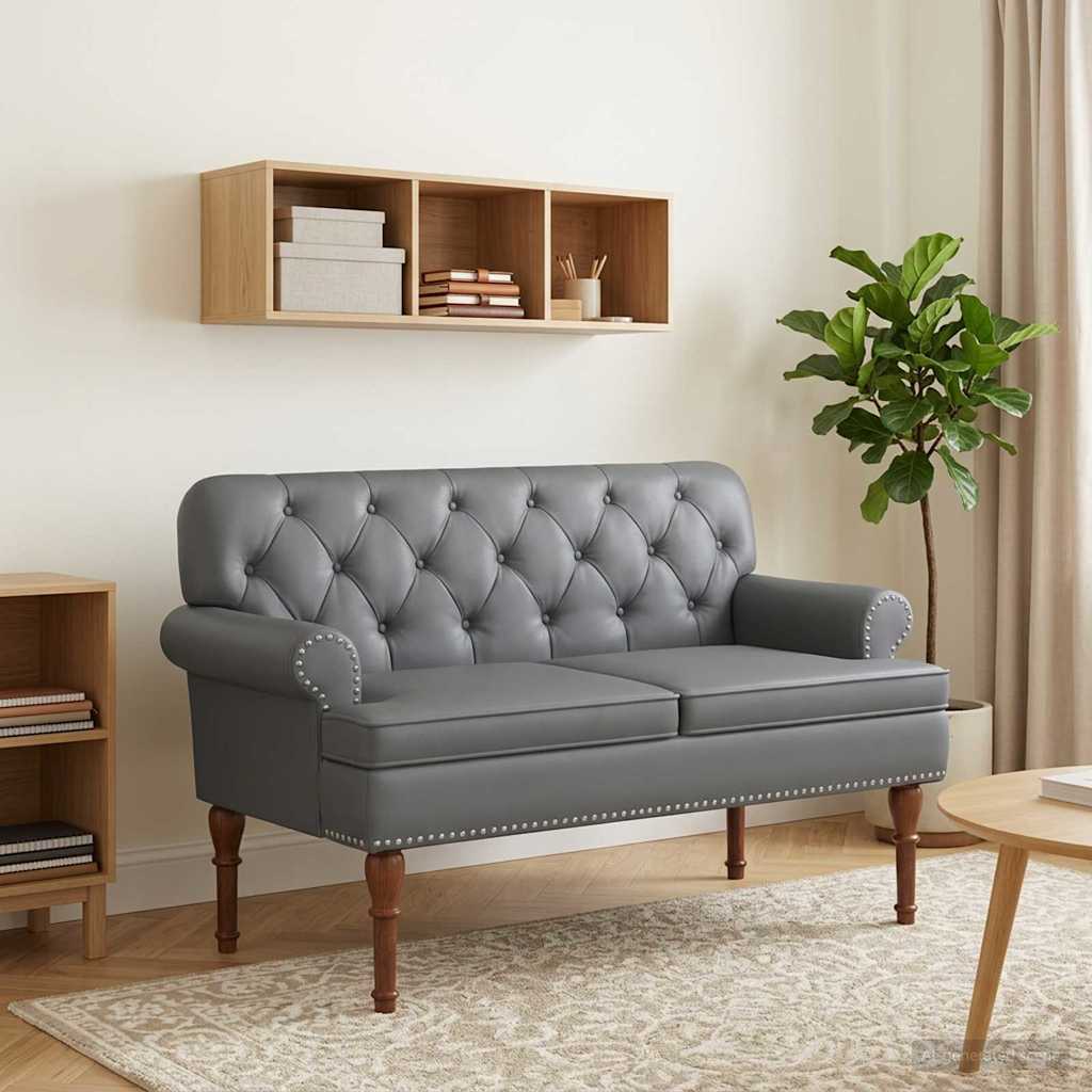 Lænestol med knap tufting Grå 120 x 65 x 77 cm Kunstlæder