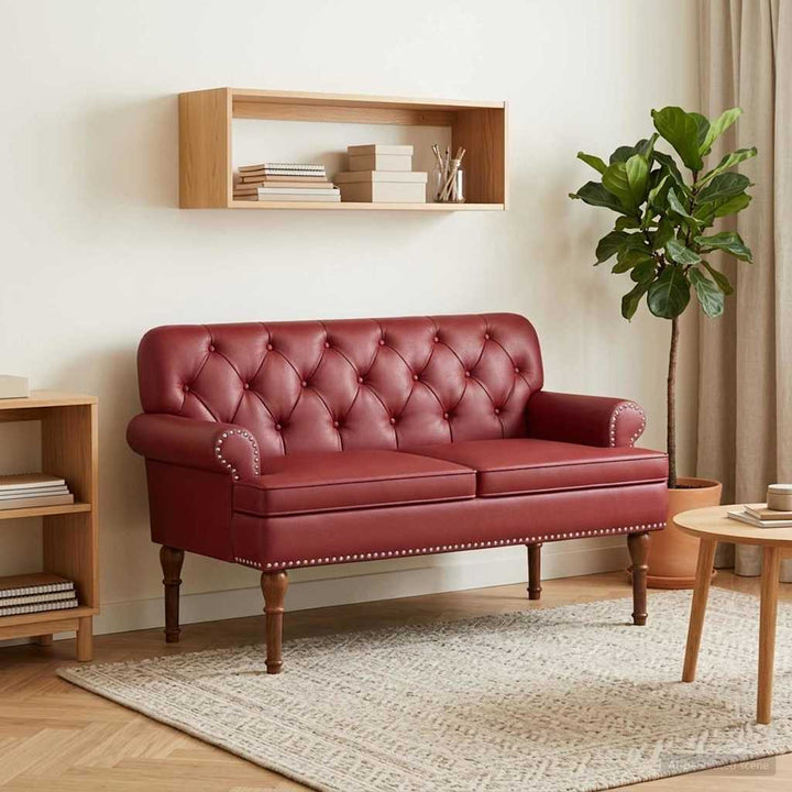 Lænestol med knap tufting Vinrød 120 x 65 x 77 cm Kunstlæder