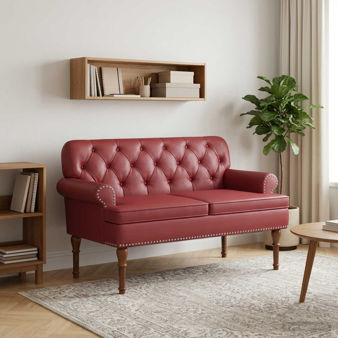 Lænestol med knap tufting Vinrød 120 x 65 x 77 cm Kunstlæder