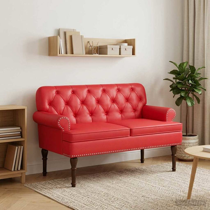 Lænestol med knap tufting Rød 120 x 65 x 77 cm Kunstlæder